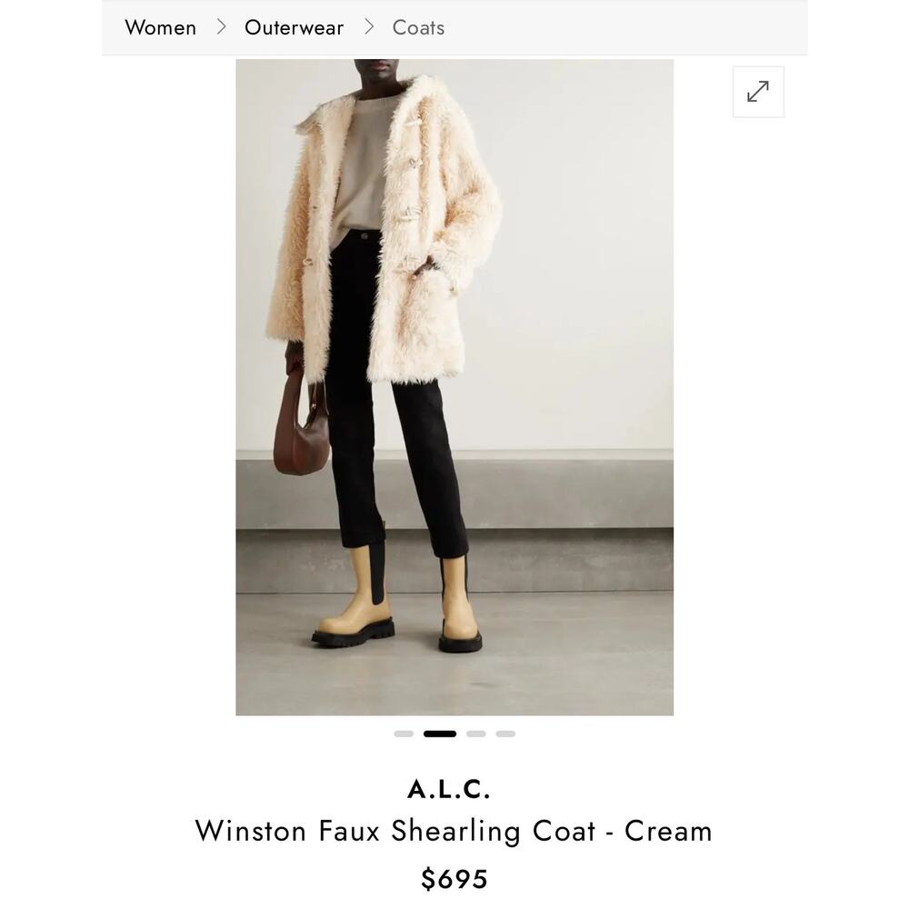 A.L.C. Faux Shearling Winston Hooded Toggle Closure Coat Cream Size XS NWT - Picture 4 of 15